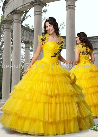 Yellow Cocktail Dress on Details  2010 New Yellow Princess Mexico Style Prom Dress Ql2041