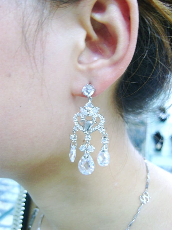 Arabic women wear wedding earring cubic zirconia jewelry brass Alloy