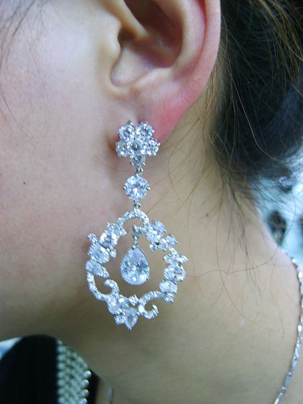 Arabic women dress wedding earring cubic zirconia jewelry brass Alloy