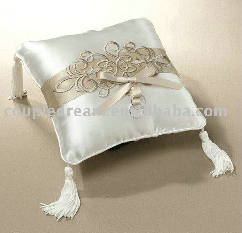 See larger image Taupe Scroll Wedding Ring Pillow