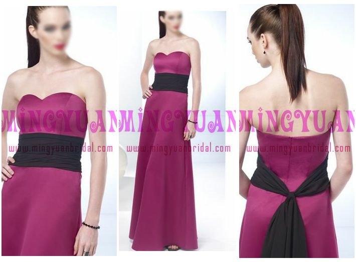 satin bridesmaid dress black and pink bd50