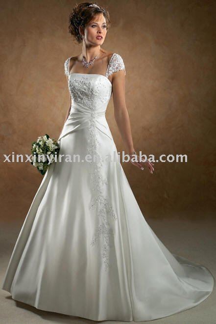 newest design wedding gown with short sleeve