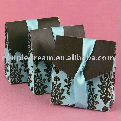 Turquoise and Brown Flourish wedding Favor Box