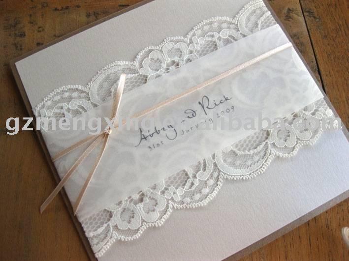 lace and burlap wedding invitation