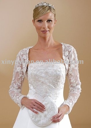 plus size custom long sleeves lace wedding dress jackets WDJ026