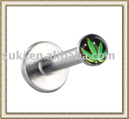 See larger image: Logo Body Piercing jewelry, Surgical Steel Black and Green GANGA LEAF Logo Labret. Add to My Favorites. Add to My Favorites