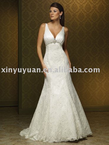 boutique Vneckline sleeveless 2011 couture lace wedding gowns MSW023