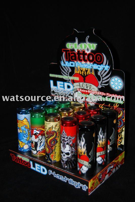 See larger image: 3D Glow in the Dark Tattoo Flashlights