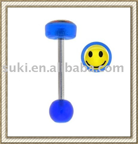 smiley piercing barbell. Logo Barbell Tongue Ring