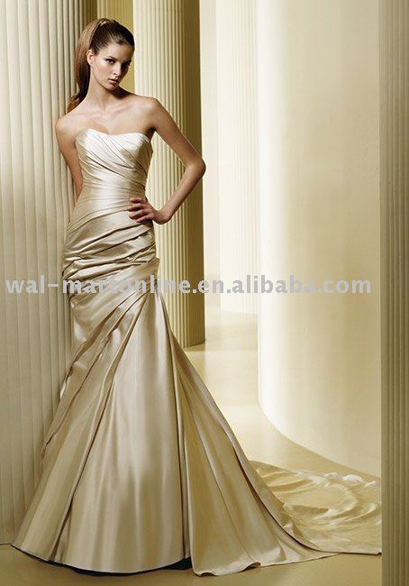 EL459 Strapless ALine rueched Stunning Wedding Dress Patterns