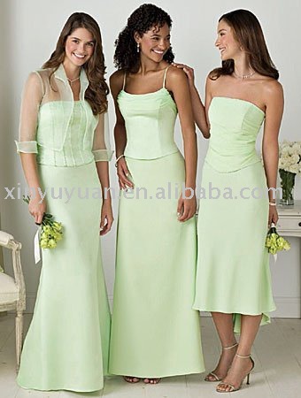 Light green beading custommade wholesale floorlength bridesmaid dress AAB