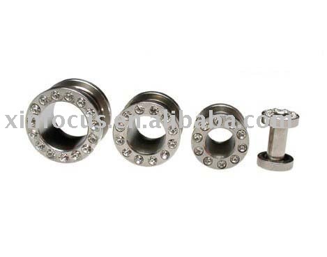 piercing tunnel. Bling Flesh Tunnels, Crystal