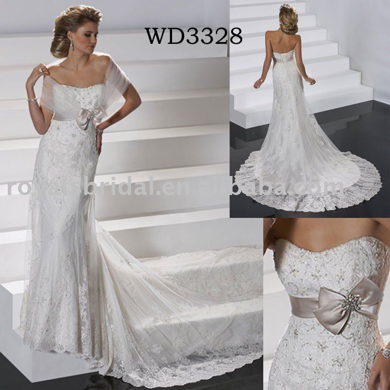 New Designs Online Lace Beaded Wedding Dress Gown