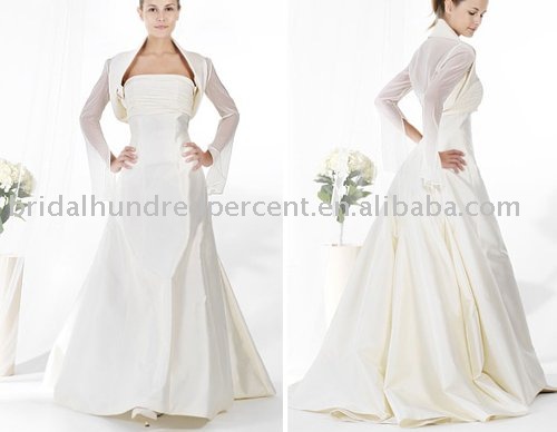 2011 hotsale long sleeves stain wedding gown