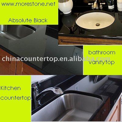 Kitchen  Bathroom Countertops on Larger Image  Granite Absolute Black Kitchen And Bathroom Countertop
