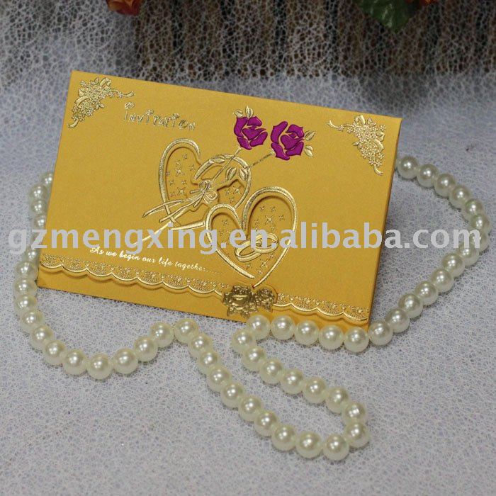 gorgeous yellow wedding decoration cards with rose W106D