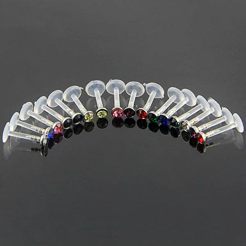See larger image: Diamond uv acrylic labret ring-lip piercing jewelry