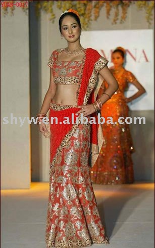 new style red indian bridal gown