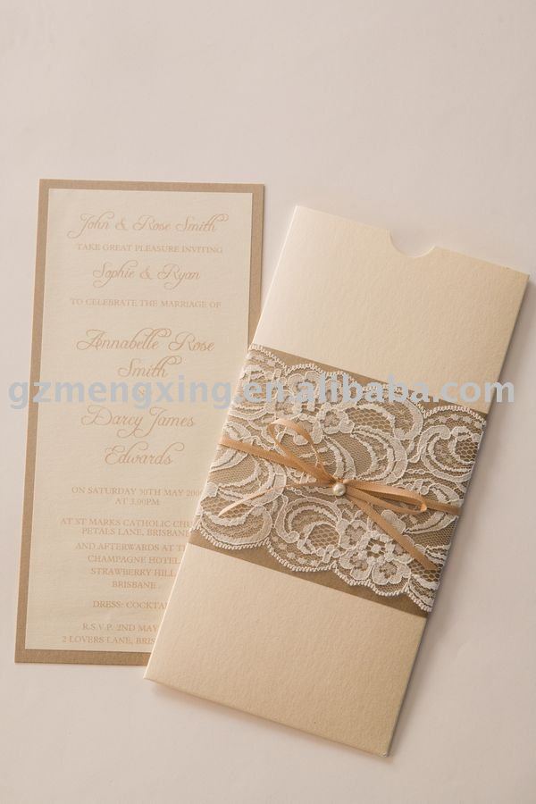 See larger image Wedding Invitation With Lace EA870