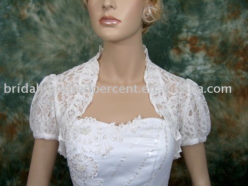 Short Puffy Sleeve Lace Wedding Jacket Bridal Bolero Jacket