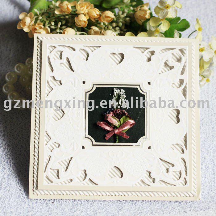 Personalized wedding invitation cards with handmade decoration T190