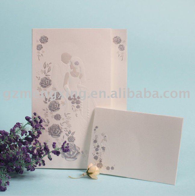 Embossed wedding cards with matching lined wedding envelope