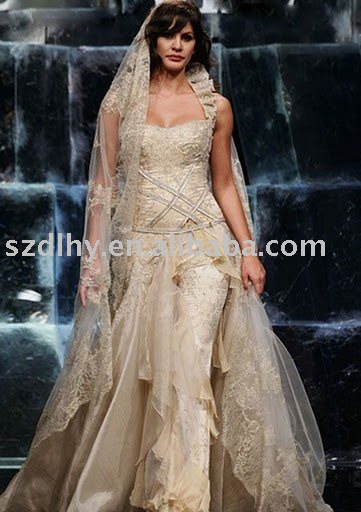 TY10170Sell 2011 new unique amazing lace arabic wedding dress
