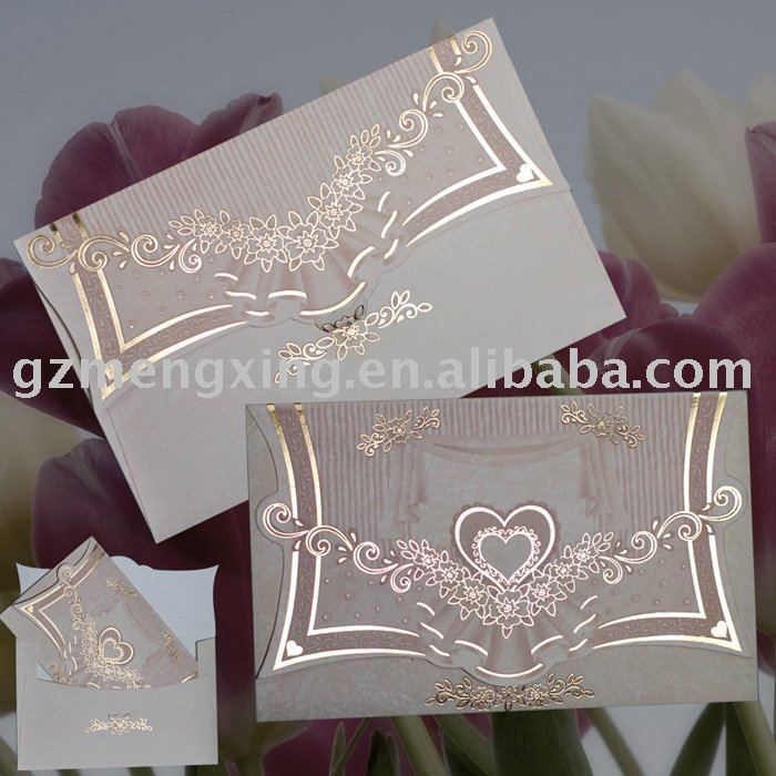 Wedding invitation card with fantastic heart and lovely flowersT038