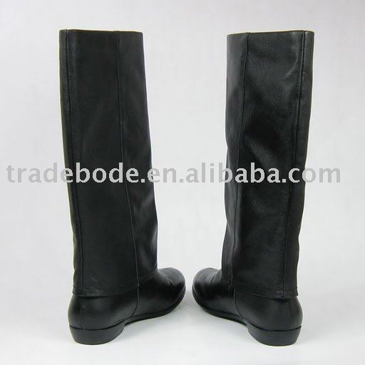 flat boots leather. ladies winter leather flat