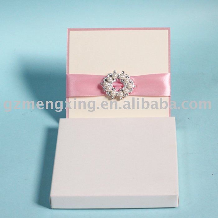 romantic invitation wedding cards with white pearl paper box EA021