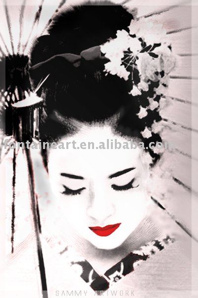 Handmade Japanese Geisha Oil Painting See larger image Handmade Japanese