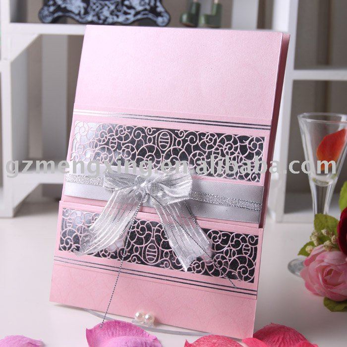 See larger image pocket wedding cards with ribbon decorationT062