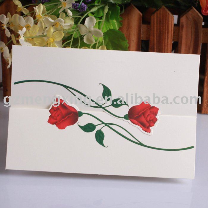 chic wedding greeting invitation cards with stunning roses EA017
