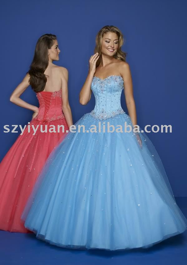 New Stock LightBlue Prom Dress Gown