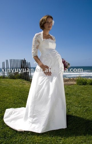 2011 China plus size destination maternity wedding dresses with jacket PMW