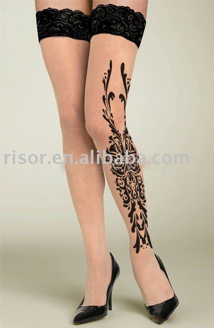 See larger image: Ladies tattoo stocking, tribal clothing, henna tattoo, 