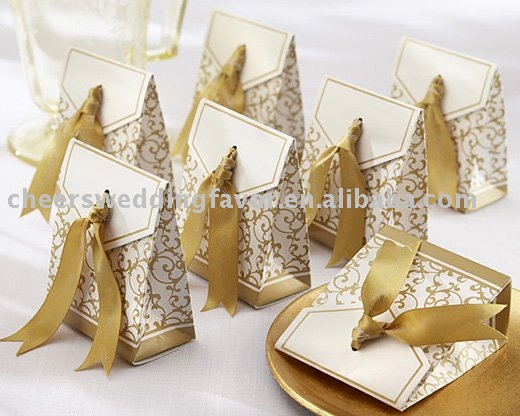 wedding favor Favor Box with Gold Ribbon