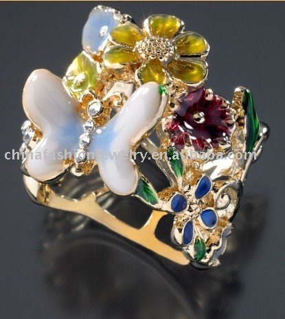 2010 Multicolor Crystal Flowerbutterfly Wedding Ring