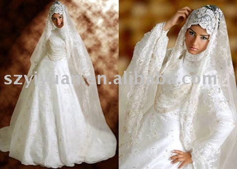 2011 New hot sale promotion highnecked sexy gown arabic wedding dress