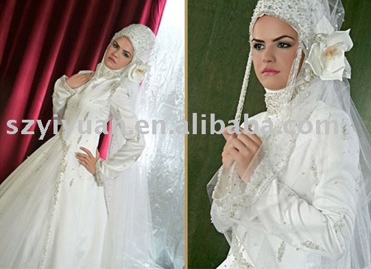 2011 New hot sale highnecked sexy arabic wedding dress