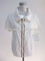 /de lino de algod&oacute;n de manga corta blusa blanca