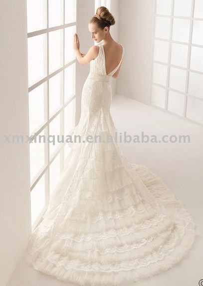 PW251 Delicate Flat chest lady sleeveless mermaid lace overlay wedding dress