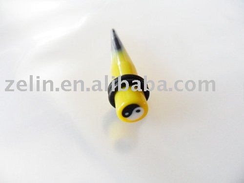 See larger image: yellow acrylic ear plug ,ear tunnel piercing jewelry.