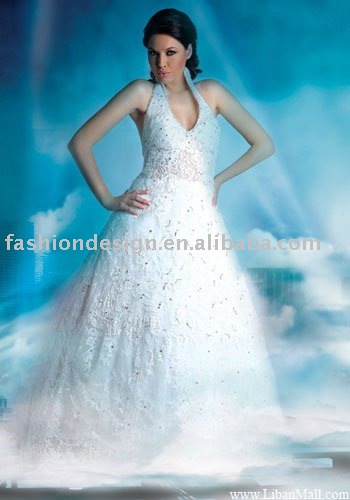 AWD136 2011 new coming halter lace Lebanon wedding dress