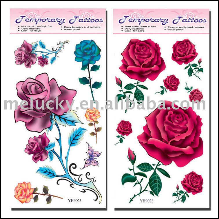 See larger image: 20 Beautiful Flower Tattoo Sticker paper for body 