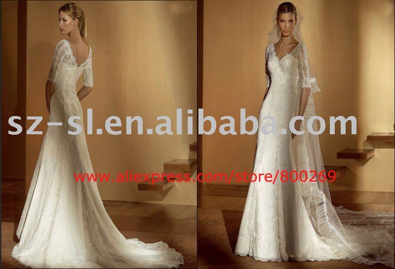Long sleeve bridal wedding gown lace SL4226