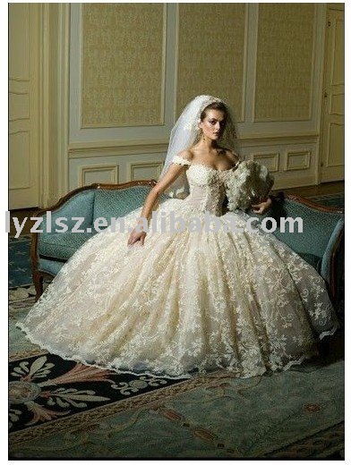  ball gown beading floorlength satin skirt lace wedding dress for bride