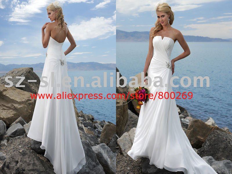 Beach column wedding dress strapless 2011 SL4355