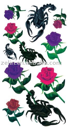 flower and scorpion body tattoo design