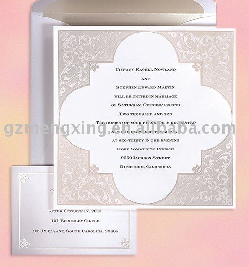 Wedding invitation card with formal patterns on the 4 corners and nice 